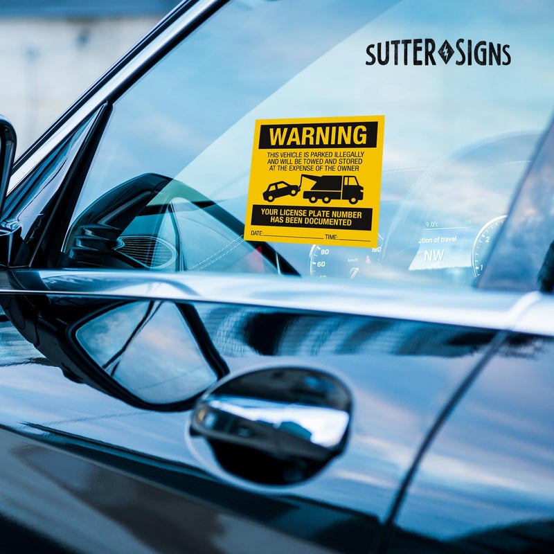 Sutter Signs Illegally Parked Warning Stickers (Pack of 25) | Tow Away Warning Sign for Illegal Car Vehicle Parking Violation - Image 5